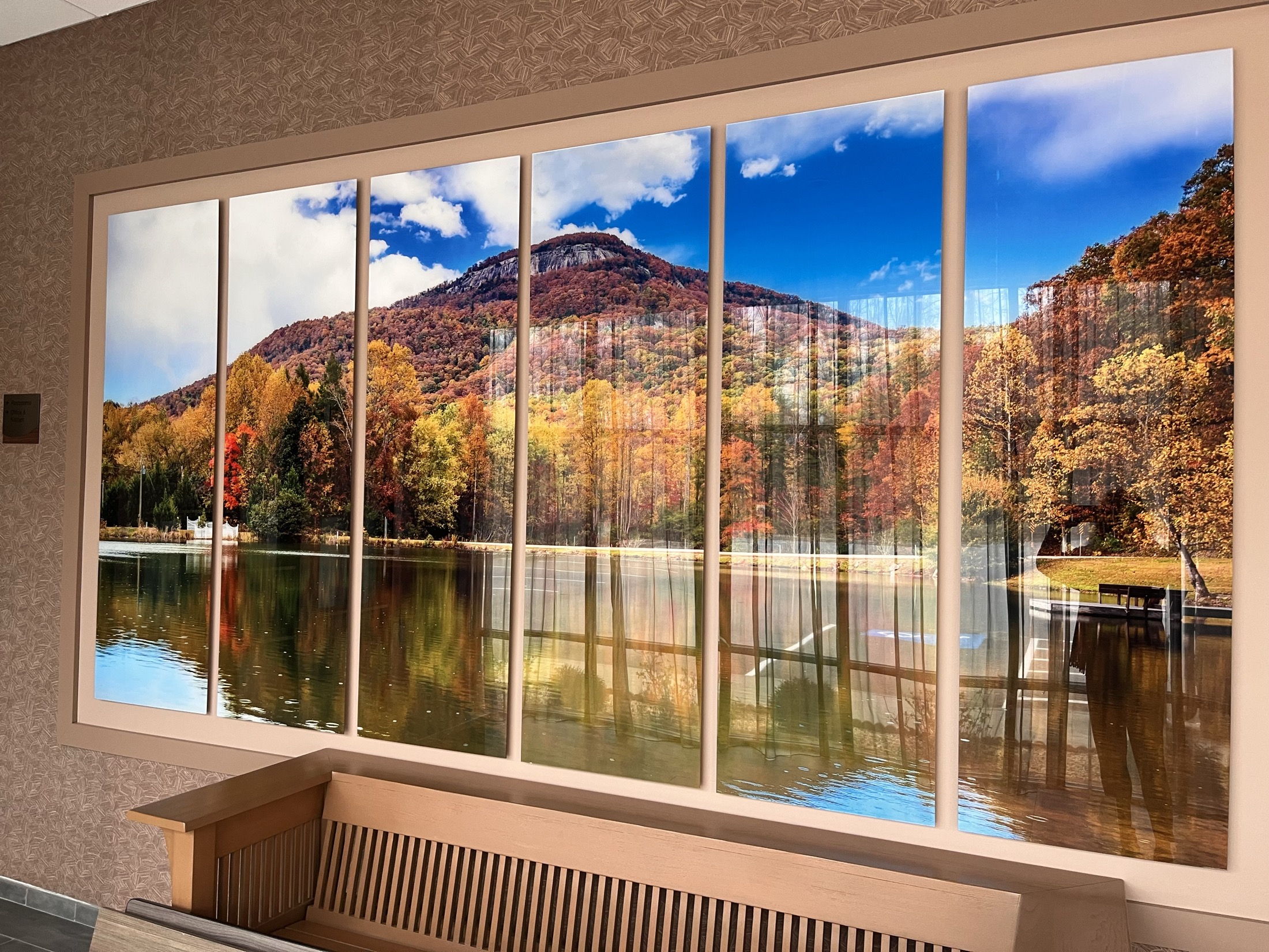 Mountain mural and lounge seating at Yonah Event Center